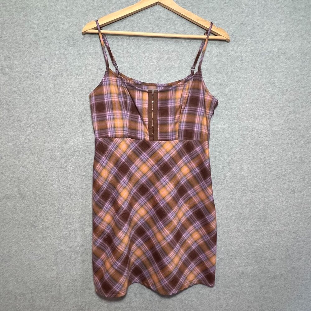 Urban Outfitters Keya Plaid Hook & Eye Mini Dress